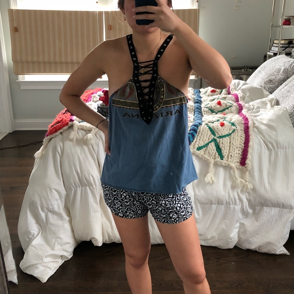 Lace Up Graphic Tank